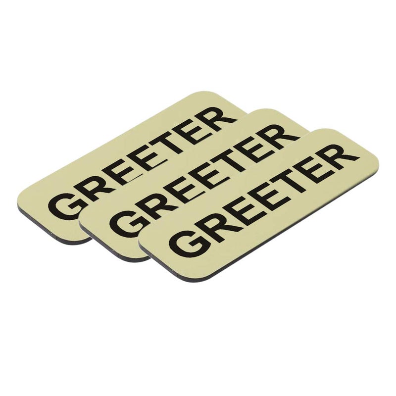 بطاقة اسم 1 × 3 من Greeter باللون الذهبي المصقول (3 عبوات) - Image 1